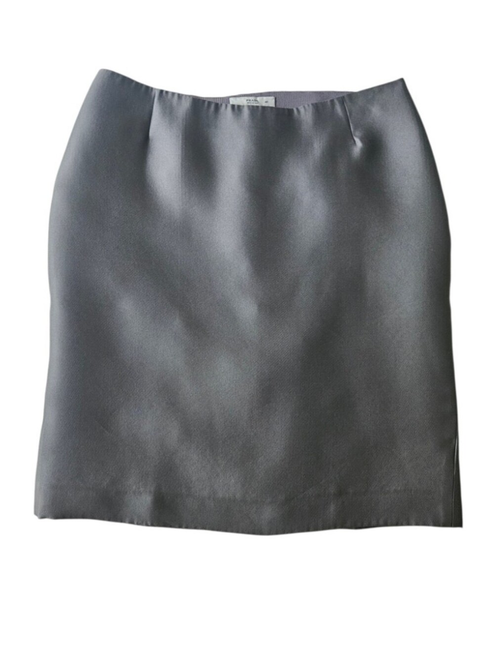 PRADA AW 2009 Silk Blend Gray Minimalist Pencil Mini Skirt | SZ IT46 /US10